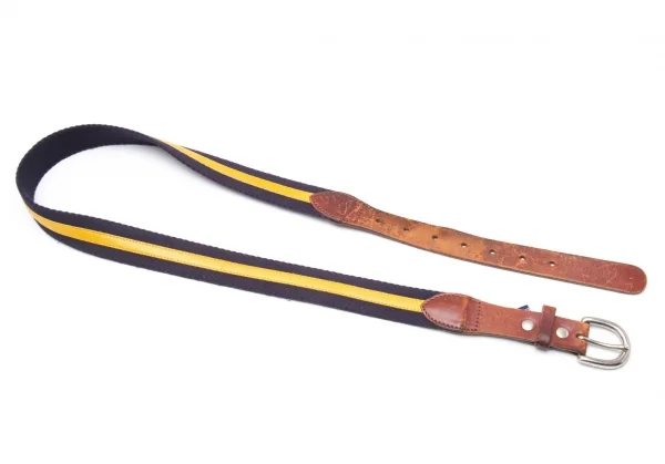 ジュンヤワタナベマン コムデギャルソンJUNYA WATANABE MAN COMME des GARCONS レザー切替ラインベルト 紺黄 K-111664_002