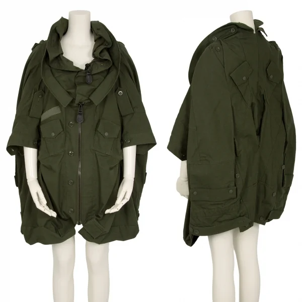 ジュンヤワタナベ コムデギャルソンJUNYA WATANABE COMME des GARCONS レオパードファーライニング解体再構築ミリタリーコート オリーブXS K-111666_001