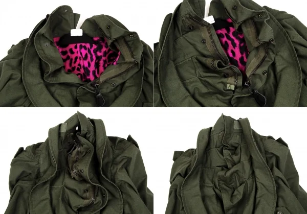 ジュンヤワタナベ コムデギャルソンJUNYA WATANABE COMME des GARCONS レオパードファーライニング解体再構築ミリタリーコート オリーブXS K-111666_004
