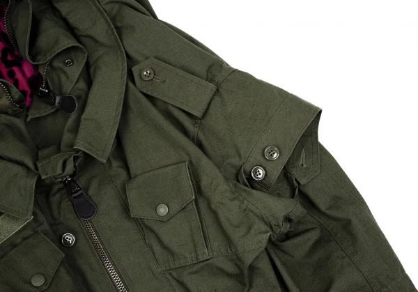 ジュンヤワタナベ コムデギャルソンJUNYA WATANABE COMME des GARCONS レオパードファーライニング解体再構築ミリタリーコート オリーブXS K-111666_005