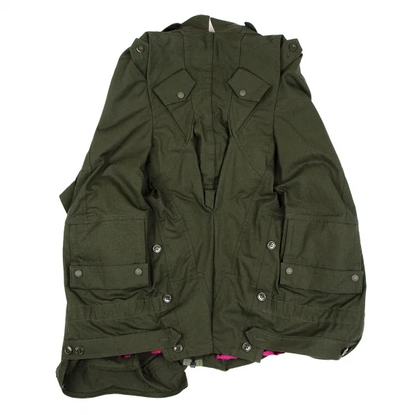 ジュンヤワタナベ コムデギャルソンJUNYA WATANABE COMME des GARCONS レオパードファーライニング解体再構築ミリタリーコート オリーブXS K-111666_013