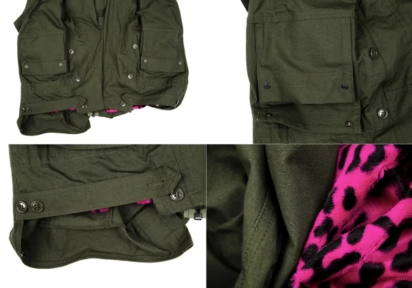 ジュンヤワタナベ コムデギャルソンJUNYA WATANABE COMME des GARCONS レオパードファーライニング解体再構築ミリタリーコート オリーブXS K-111666_015