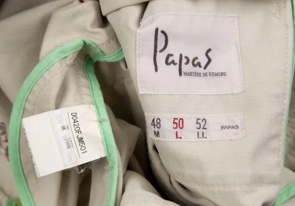 パパスPapas 刺繍コットンジップブルゾン アイボリー50L K-111693_020