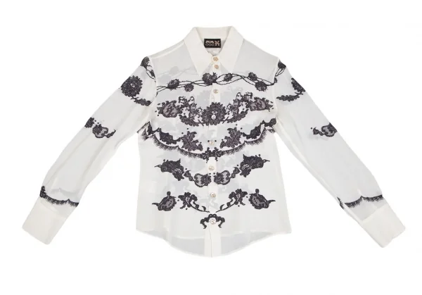 ジャンポールゴルチエJean Paul GAULTIER PARIS レースプリントシフォンシャツ オフ40 K-111709_002