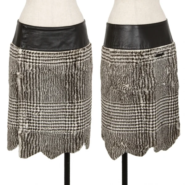 Jean Paul GAULTIER PARIS Rabbit fur Wrap Skirt White,Black 40 K-111713_001