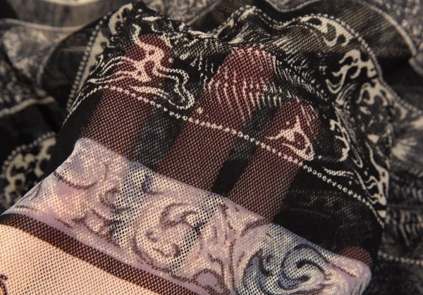 ジャンポールゴルチエ クラシックJean Paul GAULTIER CLASSIQUE グラフィックボーダーパワーネットシャツ ベージュ黒40 K-111714_012