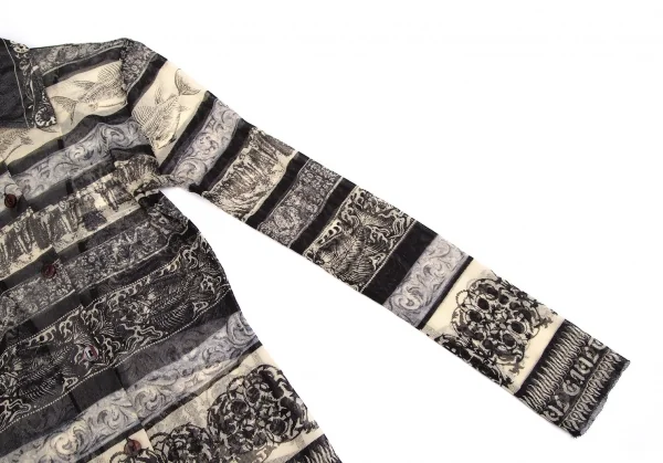 ジャンポールゴルチエ クラシックJean Paul GAULTIER CLASSIQUE グラフィックボーダーパワーネットシャツ ベージュ黒40 K-111714_005