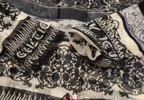 ジャンポールゴルチエ クラシックJean Paul GAULTIER CLASSIQUE グラフィックボーダーパワーネットシャツ ベージュ黒40 K-111714_006