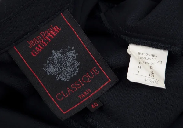 ジャンポールゴルチエ クラシックJean Paul GAULTIER CLASSIQUE ウールプリーツデザインダブルブレストジャケット 紺40 K-111715_018