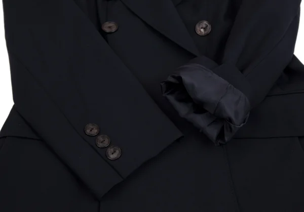 ジャンポールゴルチエ クラシックJean Paul GAULTIER CLASSIQUE ウールプリーツデザインダブルブレストジャケット 紺40 K-111715_007