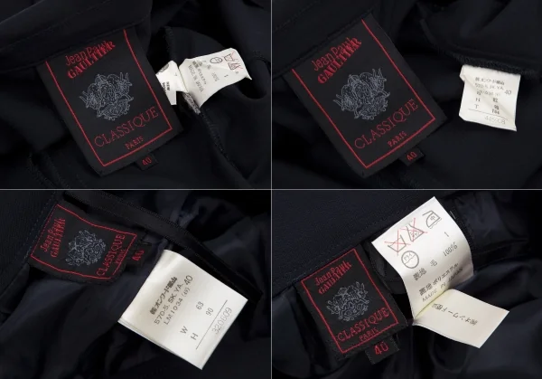 ジャンポールゴルチエ クラシックJean Paul GAULTIER CLASSIQUE ウールプリーツデザインダブルブレストセットアップスーツ 紺40 K-111717_018