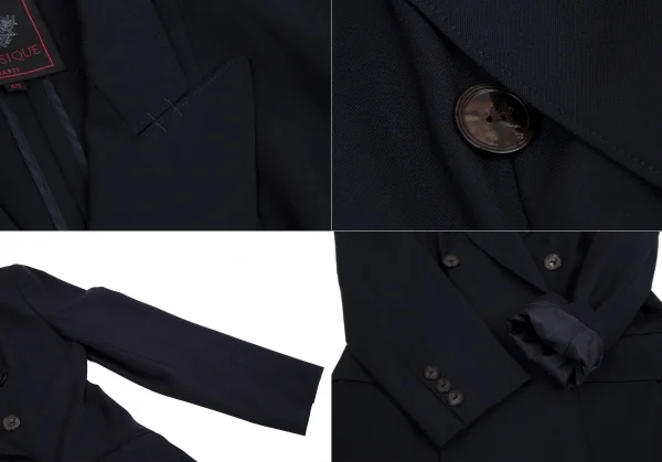 ジャンポールゴルチエ クラシックJean Paul GAULTIER CLASSIQUE ウールプリーツデザインダブルブレストセットアップスーツ 紺40 K-111717_005