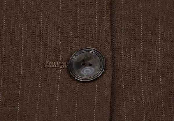 ジャンポールゴルチエ クラシックJean Paul GAULTIER CLASSIQUE ウールストライプロングジャケット 茶42 K-111718_010