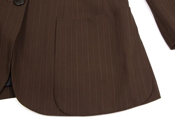 ジャンポールゴルチエ クラシックJean Paul GAULTIER CLASSIQUE ウールストライプロングジャケット 茶42 K-111718_011