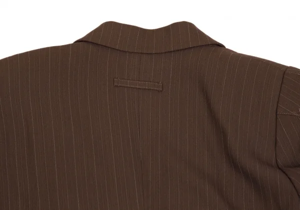 ジャンポールゴルチエ クラシックJean Paul GAULTIER CLASSIQUE ウールストライプロングジャケット 茶42 K-111718_015