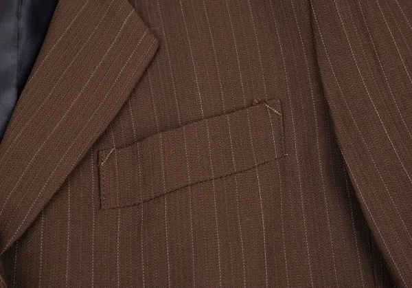 ジャンポールゴルチエ クラシックJean Paul GAULTIER CLASSIQUE ウールストライプロングジャケット 茶42 K-111718_006