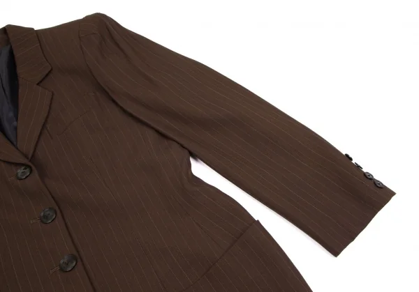 ジャンポールゴルチエ クラシックJean Paul GAULTIER CLASSIQUE ウールストライプロングジャケット 茶42 K-111718_007
