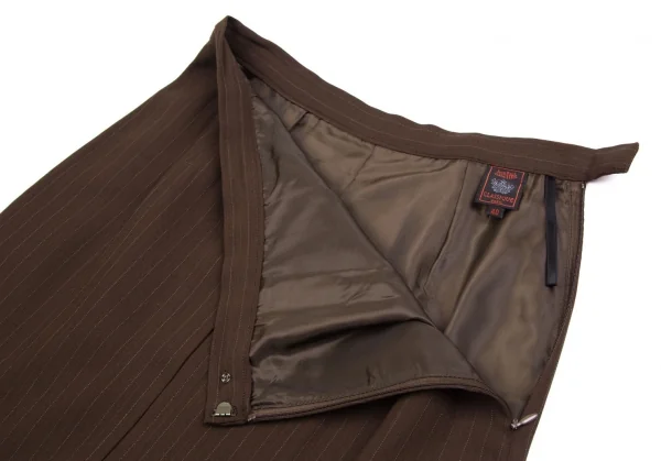 ジャンポールゴルチエ クラシックJean Paul GAULTIER CLASSIQUE ウールストライプタックシームスカート 茶40 K-111719_004