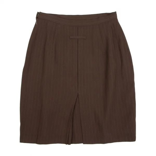 ジャンポールゴルチエ クラシックJean Paul GAULTIER CLASSIQUE ウールストライプタックシームスカート 茶40 K-111719_007