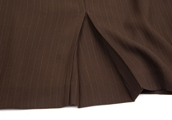 ジャンポールゴルチエ クラシックJean Paul GAULTIER CLASSIQUE ウールストライプタックシームスカート 茶40 K-111719_009