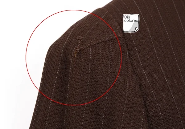 ジャンポールゴルチエ クラシックJean Paul GAULTIER CLASSIQUE ウールストライプロングジャケットセットアップスーツ 茶42・40 K-111720_010