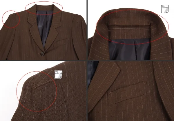 ジャンポールゴルチエ クラシックJean Paul GAULTIER CLASSIQUE ウールストライプロングジャケットセットアップスーツ 茶42・40 K-111720_004