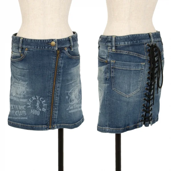 ヒステリックグラマーHYSTERIC GLAMOUR バックレースアップデニムミニスカート インディゴXS K-111727_001
