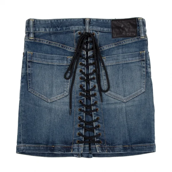 ヒステリックグラマーHYSTERIC GLAMOUR バックレースアップデニムミニスカート インディゴXS K-111727_011