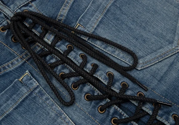 ヒステリックグラマーHYSTERIC GLAMOUR バックレースアップデニムミニスカート インディゴXS K-111727_013