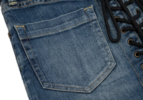 ヒステリックグラマーHYSTERIC GLAMOUR バックレースアップデニムミニスカート インディゴXS K-111727_014