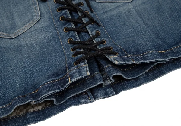 ヒステリックグラマーHYSTERIC GLAMOUR バックレースアップデニムミニスカート インディゴXS K-111727_015