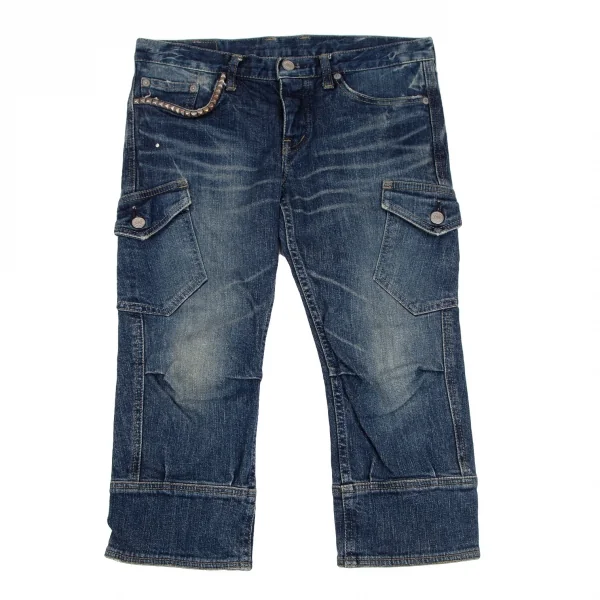 ヒステリックグラマーHYSTERIC GLAMOUR カーゴポケットストレッチクロップドデニムパンツ インディゴM K-111731_001