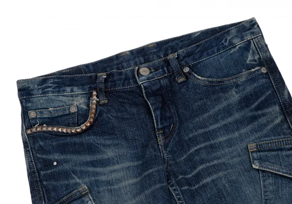 ヒステリックグラマーHYSTERIC GLAMOUR カーゴポケットストレッチクロップドデニムパンツ インディゴM K-111731_002