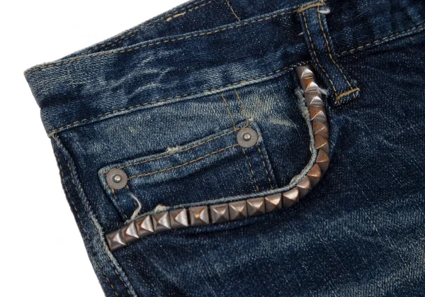 ヒステリックグラマーHYSTERIC GLAMOUR カーゴポケットストレッチクロップドデニムパンツ インディゴM K-111731_003