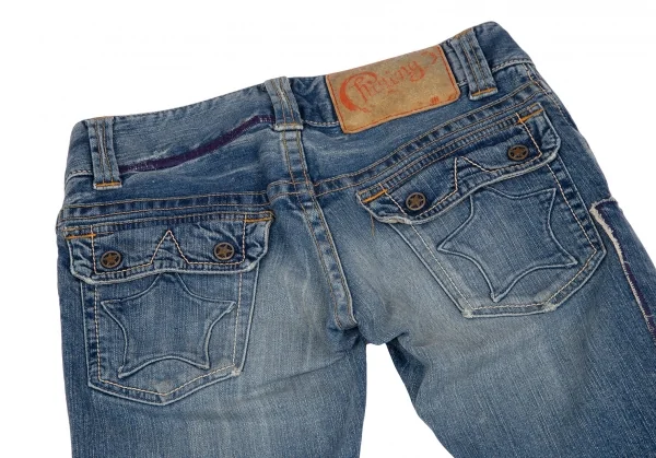 ヒステリックグラマーHYSTERIC GLAMOUR ガールパッチフレアローライズデニムパンツ インディゴXS K-111733_013