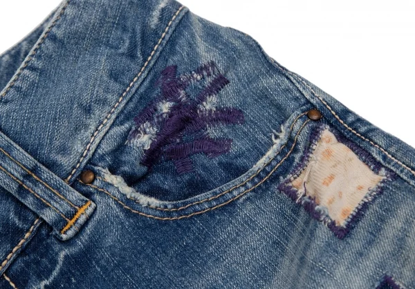 ヒステリックグラマーHYSTERIC GLAMOUR ガールパッチフレアローライズデニムパンツ インディゴXS K-111733_004