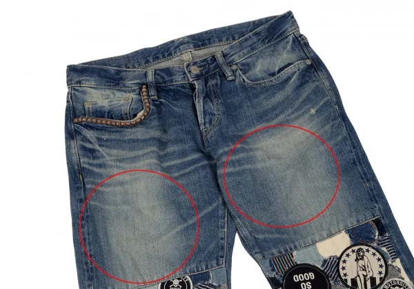 ヒステリックグラマーHYSTERIC GLAMOUR ワッペンパッチ膝切替デニムパンツ インディゴS K-111734_002