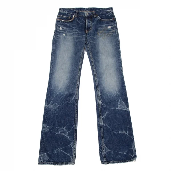 ヒステリックグラマーHYSTERIC GLAMOUR グリッタープリントウォッシュデニムパンツ インディゴF K-111735_001