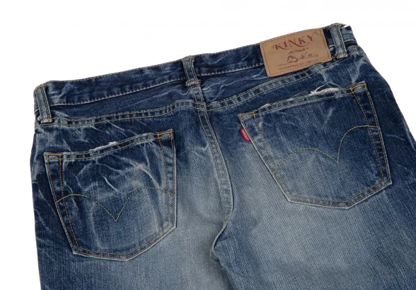 ヒステリックグラマーHYSTERIC GLAMOUR グリッタープリントウォッシュデニムパンツ インディゴF K-111735_012