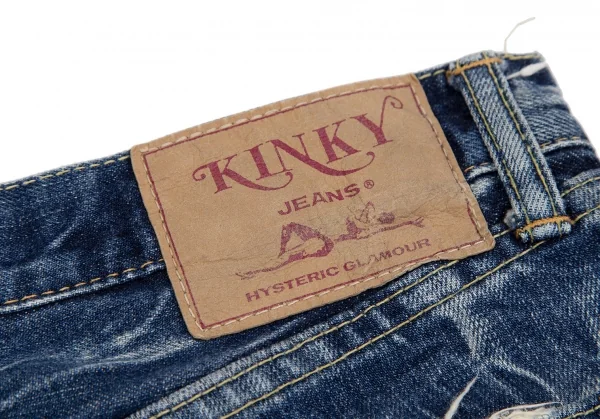 ヒステリックグラマーHYSTERIC GLAMOUR グリッタープリントウォッシュデニムパンツ インディゴF K-111735_013