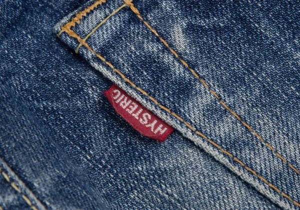 ヒステリックグラマーHYSTERIC GLAMOUR グリッタープリントウォッシュデニムパンツ インディゴF K-111735_014