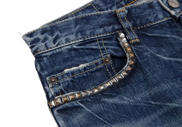 ヒステリックグラマーHYSTERIC GLAMOUR グリッタープリントウォッシュデニムパンツ インディゴF K-111735_003