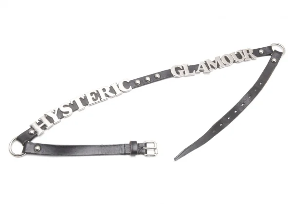 ヒステリックグラマーHYSTERIC GLAMOUR ロゴレザースリムベルト 黒 K-111736_002