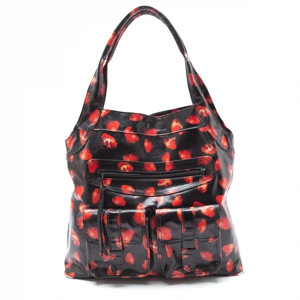 ヒステリックグラマーHYSTERIC GLAMOUR スカルベリーコーティングキャンバスバッグ 黒赤 K-111737_001