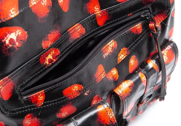 ヒステリックグラマーHYSTERIC GLAMOUR スカルベリーコーティングキャンバスバッグ 黒赤 K-111737_010