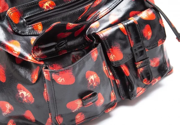 ヒステリックグラマーHYSTERIC GLAMOUR スカルベリーコーティングキャンバスバッグ 黒赤 K-111737_011