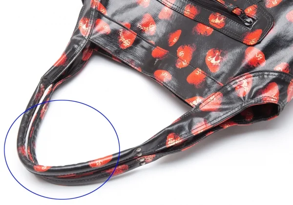 ヒステリックグラマーHYSTERIC GLAMOUR スカルベリーコーティングキャンバスバッグ 黒赤 K-111737_012