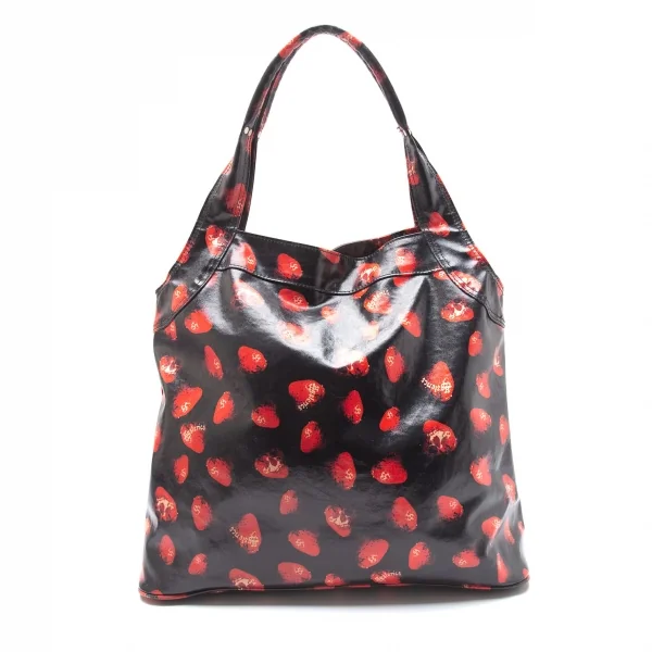 ヒステリックグラマーHYSTERIC GLAMOUR スカルベリーコーティングキャンバスバッグ 黒赤 K-111737_006