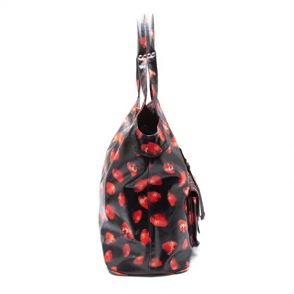 ヒステリックグラマーHYSTERIC GLAMOUR スカルベリーコーティングキャンバスバッグ 黒赤 K-111737_007