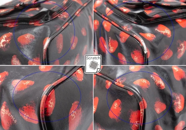 ヒステリックグラマーHYSTERIC GLAMOUR スカルベリーコーティングキャンバスバッグ 黒赤 K-111737_009